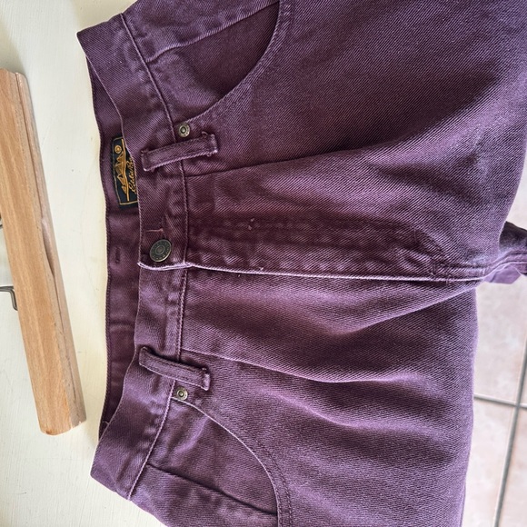Vintage Eddie Bauer High-Waisted Barrel Jeans.Deep Plum / Burgundy (100% Cotton) - Picture 2 of 6